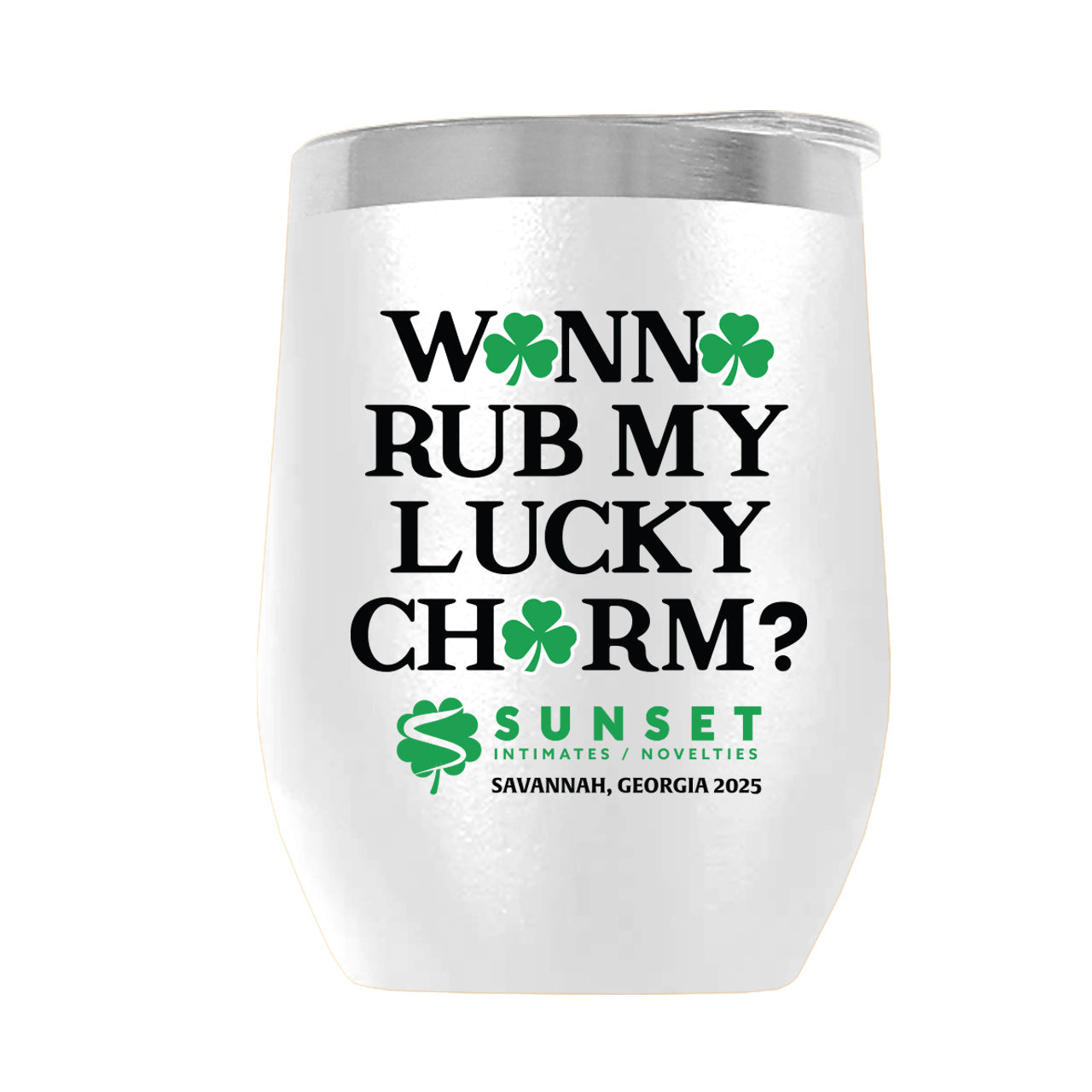 LUCKYCHARM003-2025 12oz WINE TUMBLER - WHITE