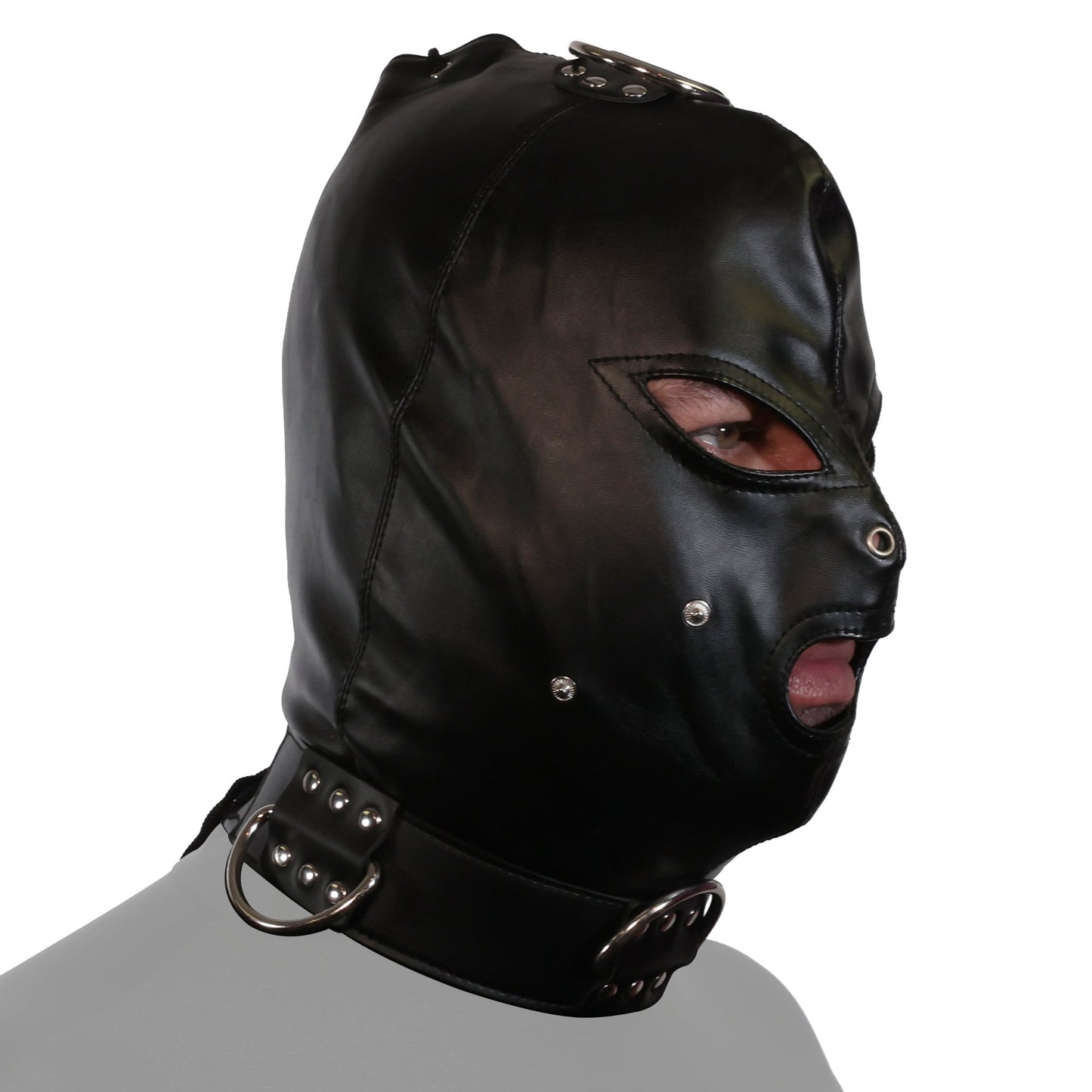 UNTAMED BLACK FAUX LEATHER STRAP HOOD