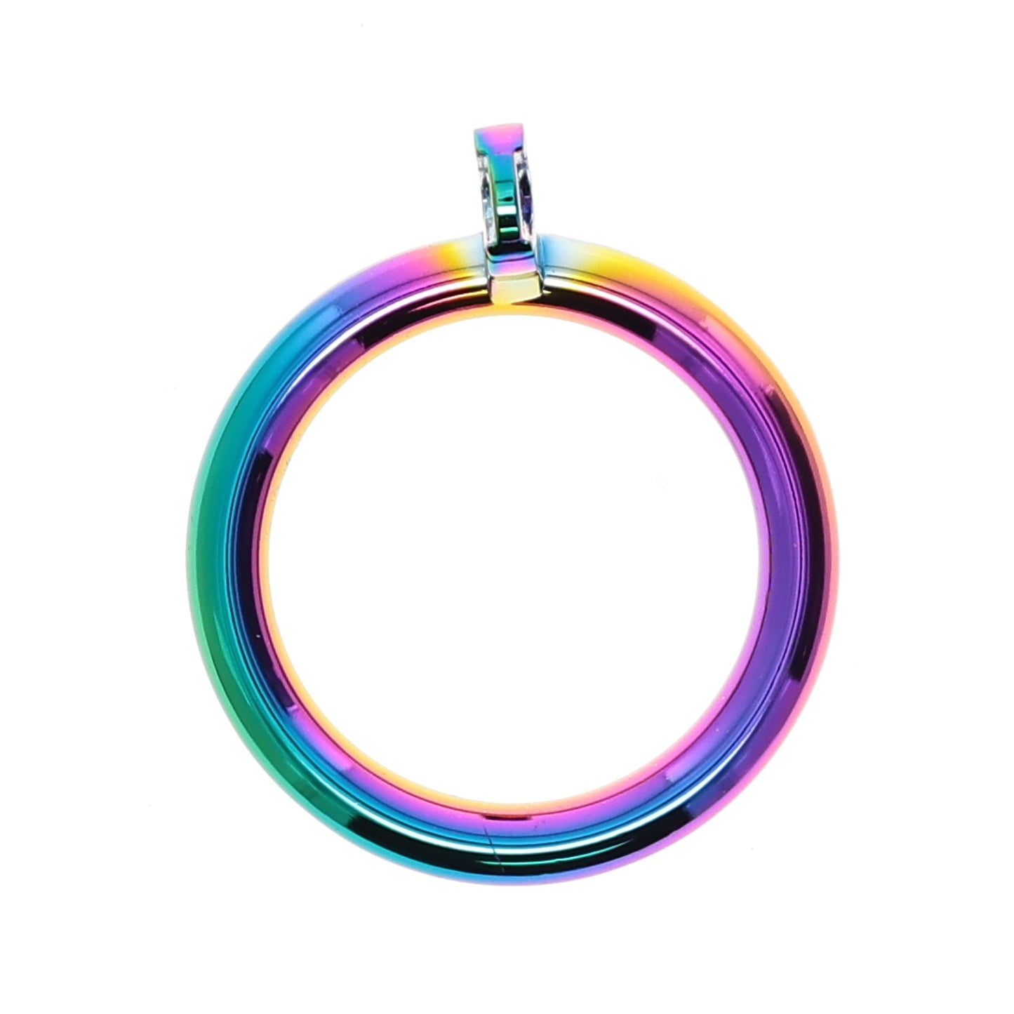 45MM AL ZINC ALLOY COCK RING W/ CAGE - RAINBOW