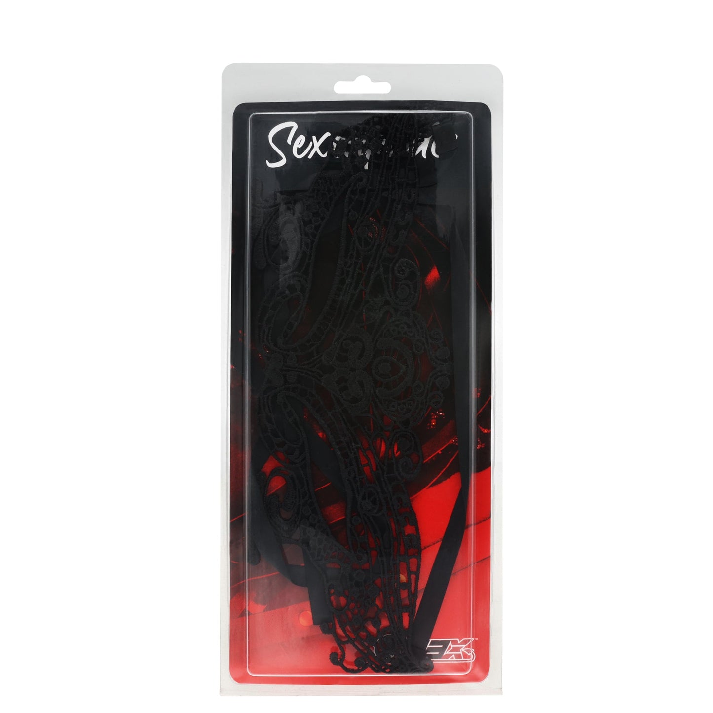 SEXCAPADES BLACK FULL FACE LACE APPLIQUE MASK
