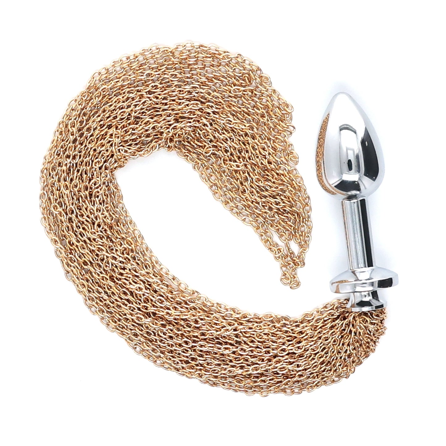 SMALL SILVER ALLOY PLUG W/ METAL CHAIN - GOLD
