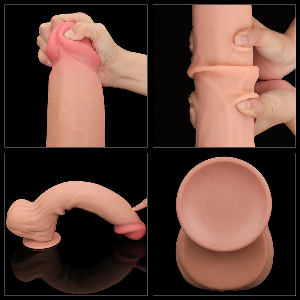 KING SIZED SLIDING SKIN DUAL LAYER DONG