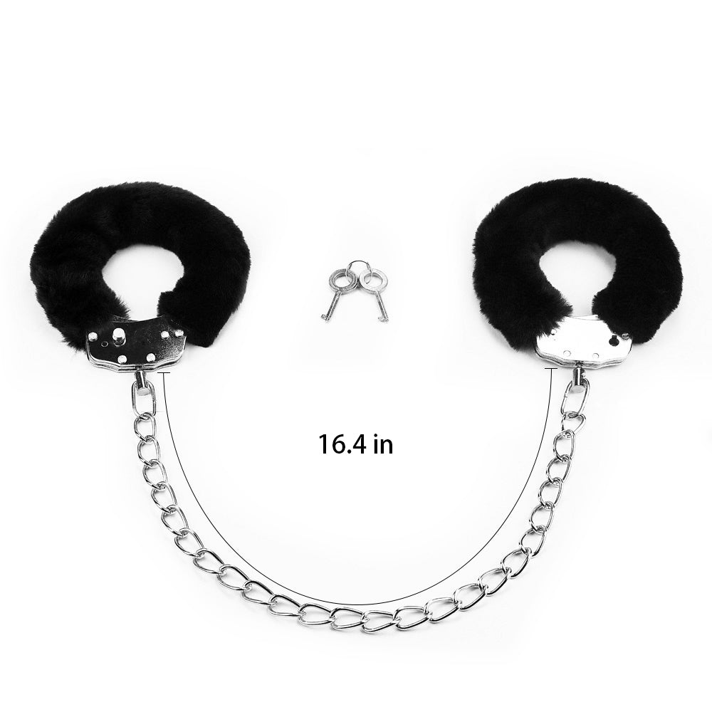 FETISH PLEASURE FLUFFY LEG CUFFS BLACK