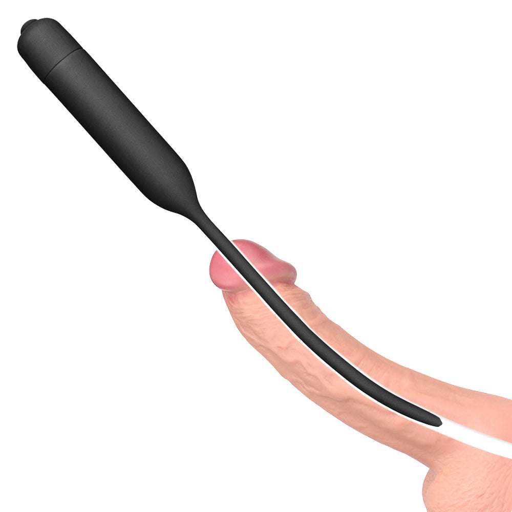 SILICONE VIBRATING URETHRAL DILATOR BLACK