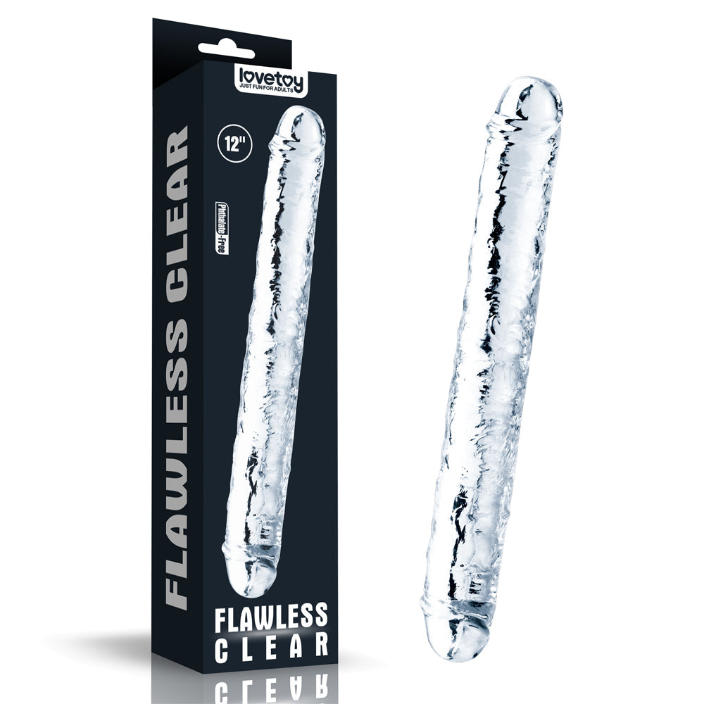 12" FLAWLESS CLEAR DOUBLE DILDO