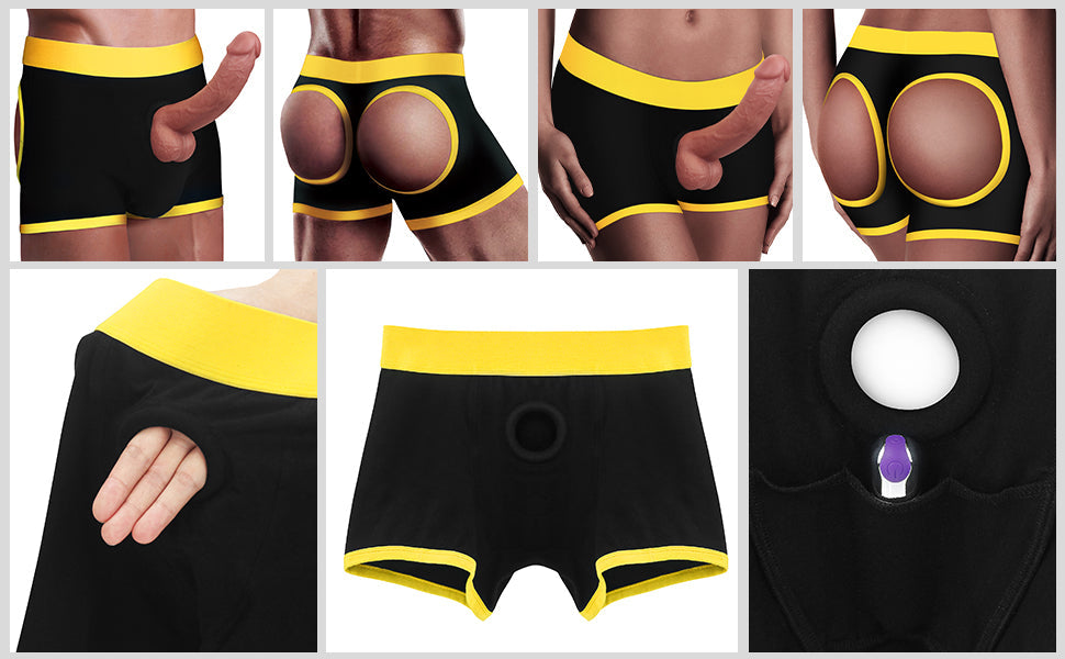 INGEN UNISEX HORNY STRAPON SHORTS BLACK/YELLOW