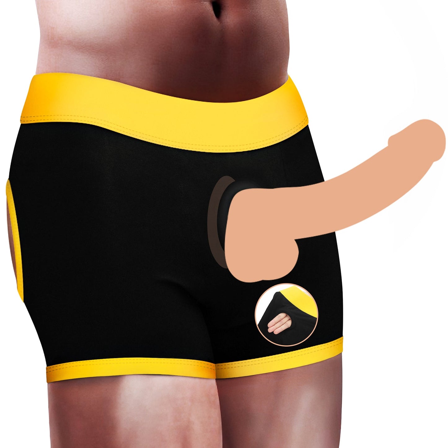 INGEN UNISEX HORNY STRAPON SHORTS BLACK/YELLOW