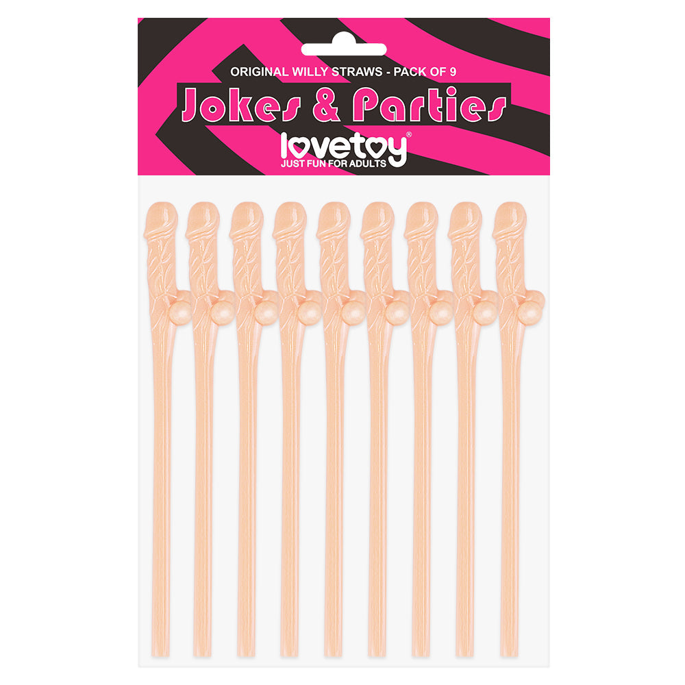 JOKES AND PARTIES WILLY STRAWS WHITE 9PK