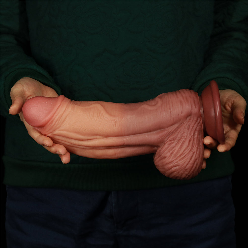10IN KING SIZED DUAL LAYERED PLATINUM SILICONE COCK