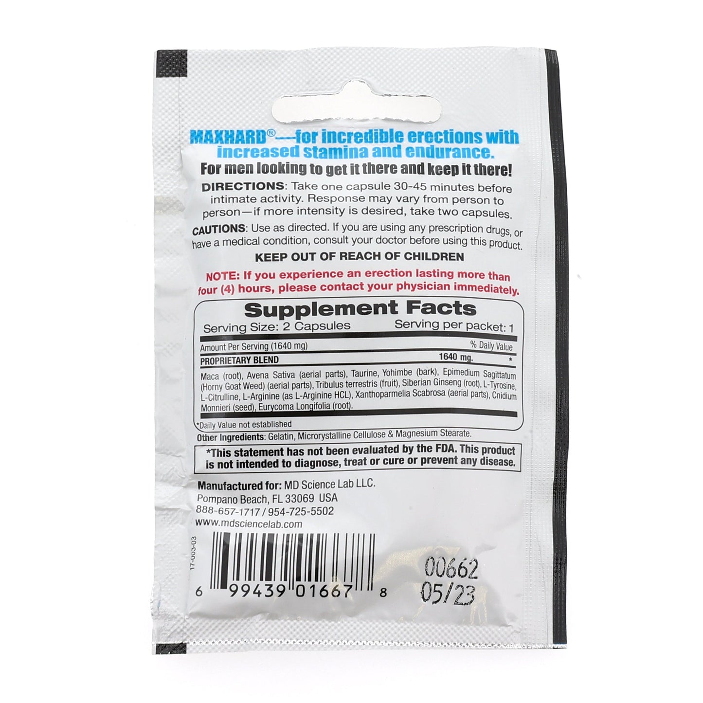 MAX HARD PILL CAPSULE BLISTER