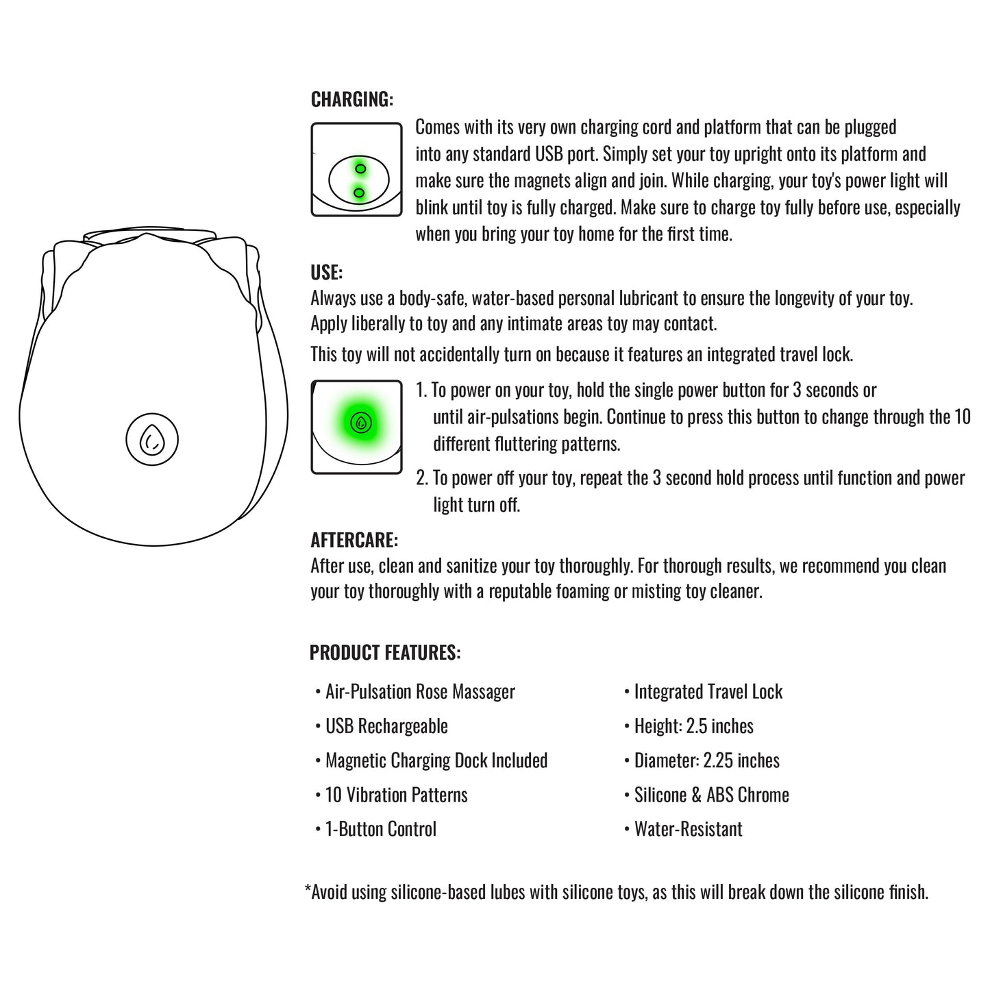 Air-Pulsating Rose Massager - The Blossom