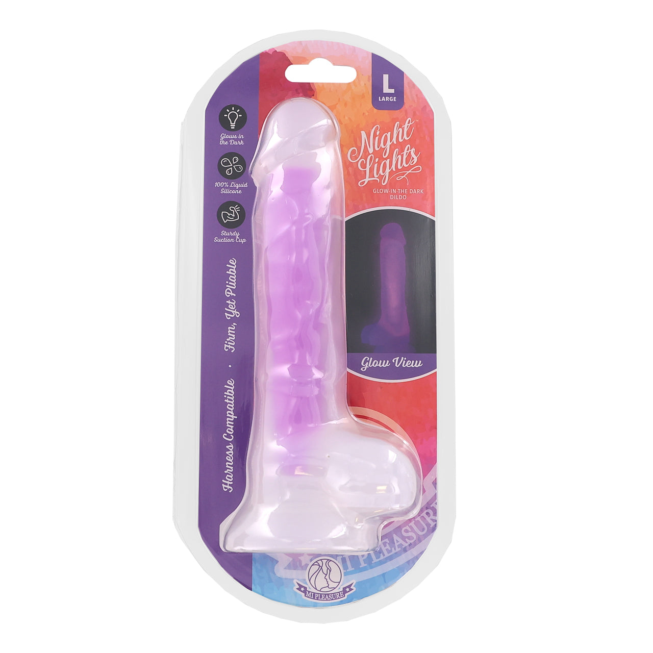 Glow-In-The-Dark Dick with Balls, Suction Cup Dildo - Night Lights