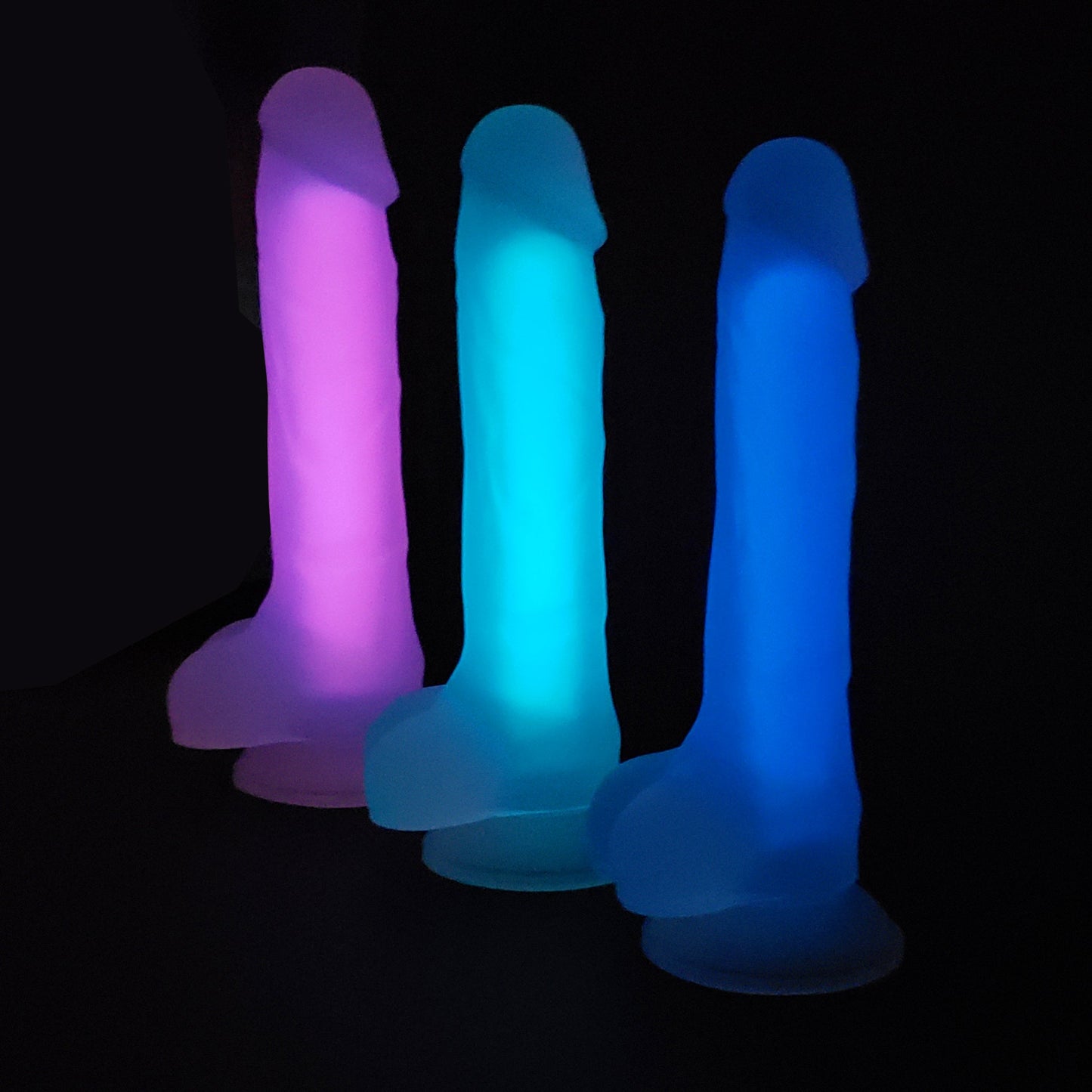 Glow-In-The-Dark Dick with Balls, Suction Cup Dildo - Night Lights