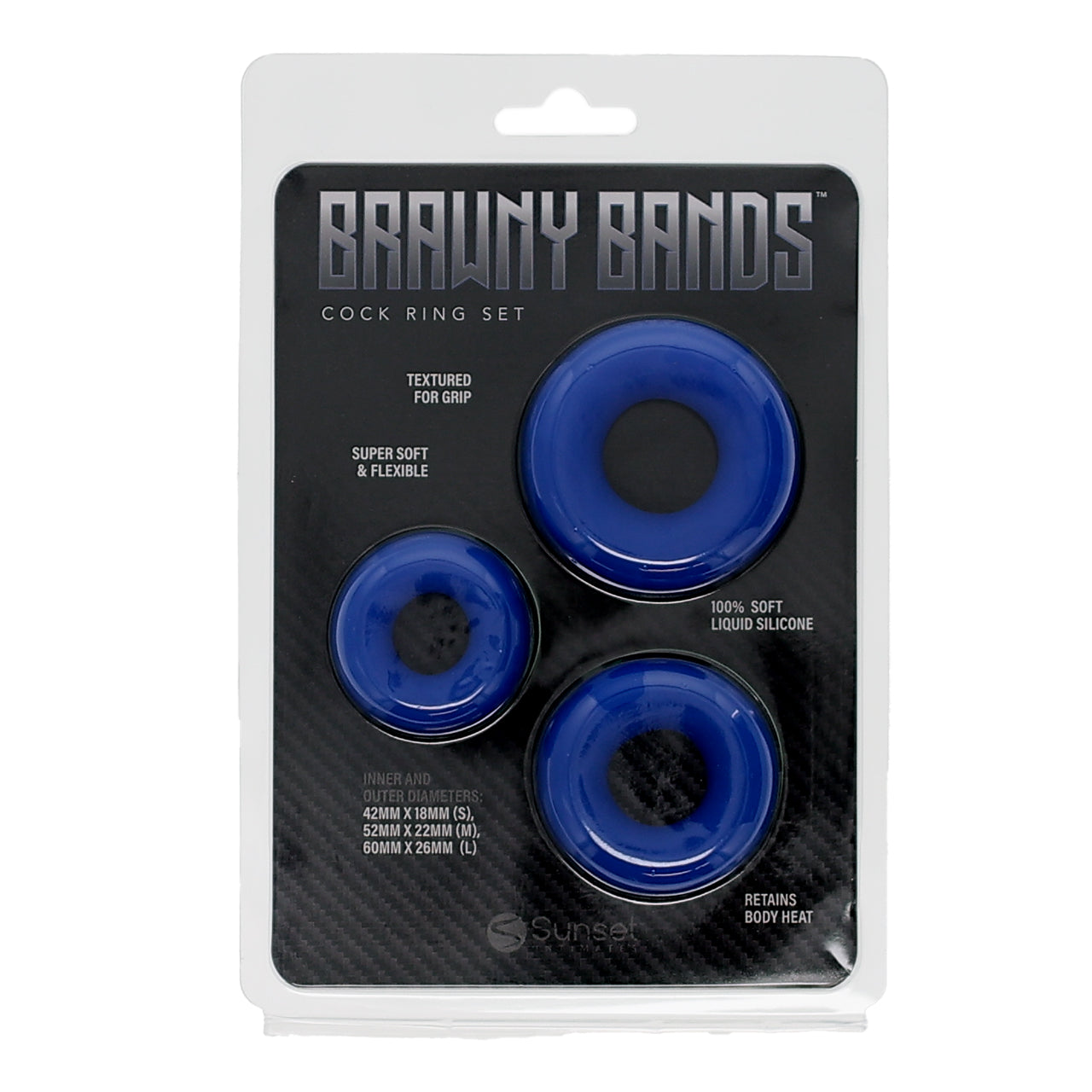 Brawny Bands Cock Ring Set - Black