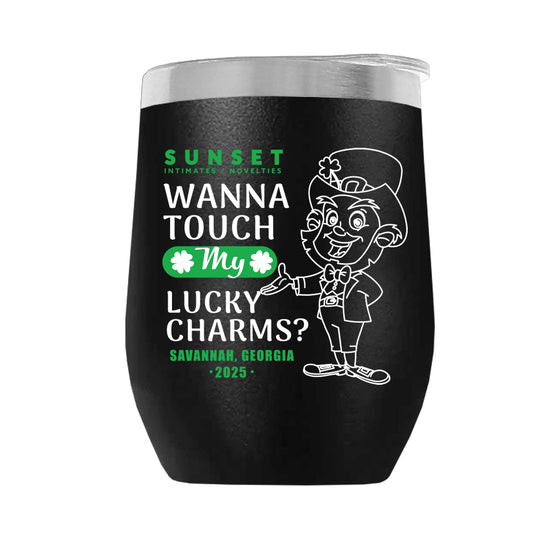 LUCKYCHARM002-2025 12oz WINE TUMBLER - BLACK