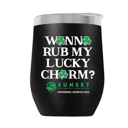 LUCKYCHARM003-2025 12oz WINE TUMBLER - BLACK