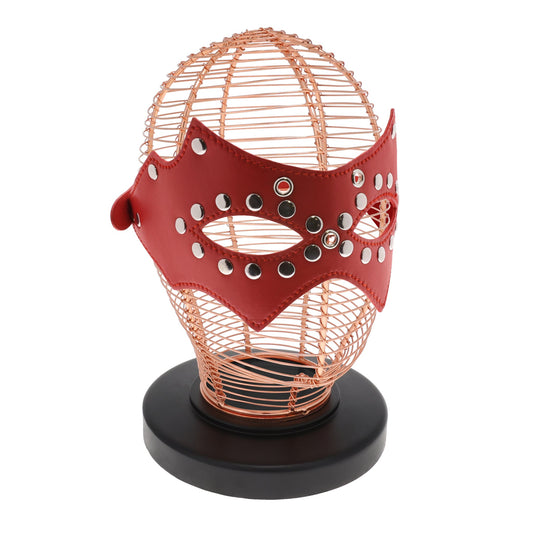 SEXCAPADES FAUX LEATHER STUDDED ADJUSTABLE FACE MASK
