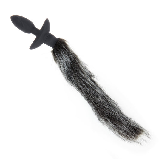 Tail Tell Vibrating & Wagging Tail Anal Plug Black & Grey
