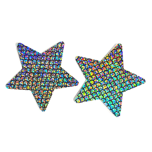 HOLOGRAPHIC MERMAID STAR PASTIES SILVER