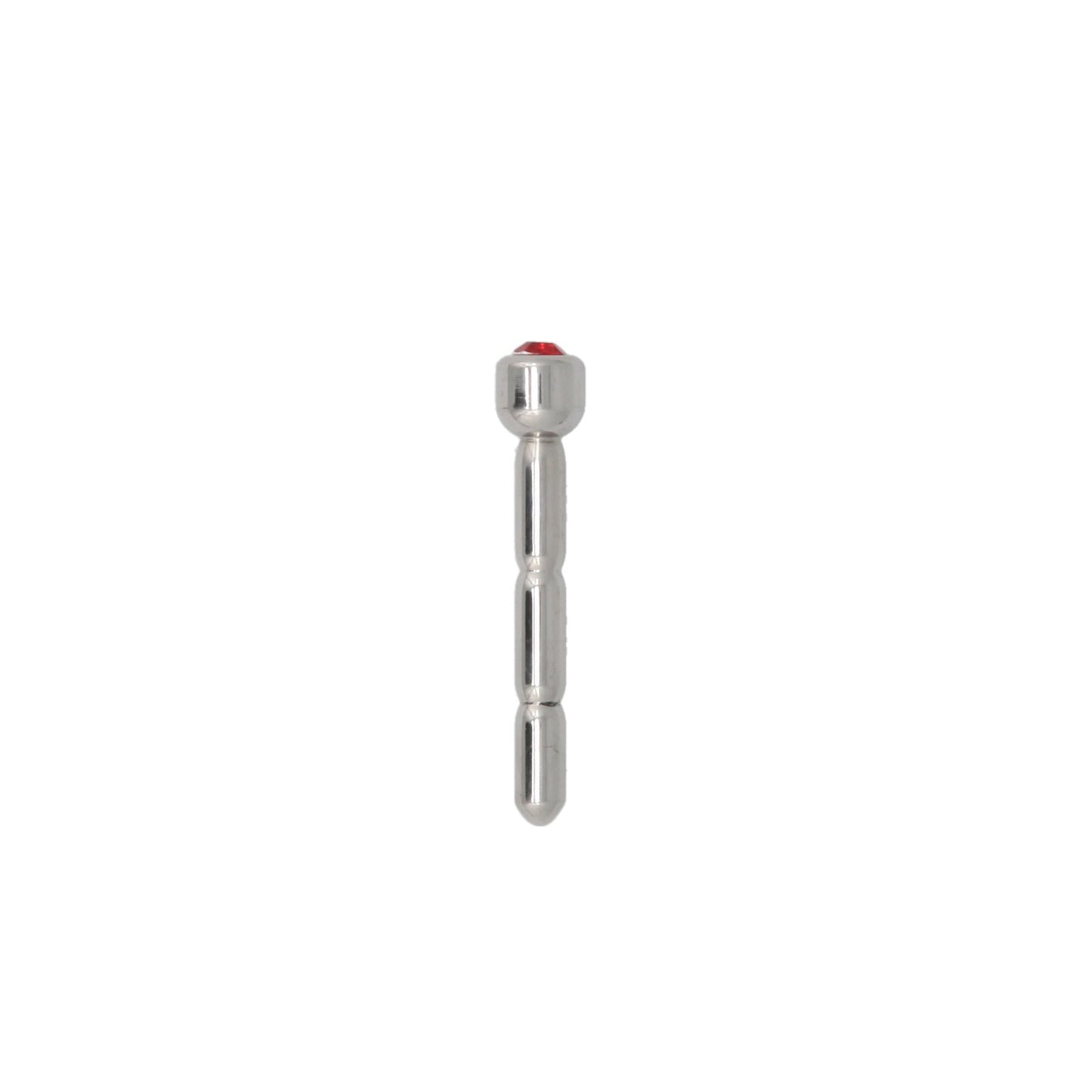 URETHRAL STAINLESS 2.5IN SOLID WITH JEWELED END RED
